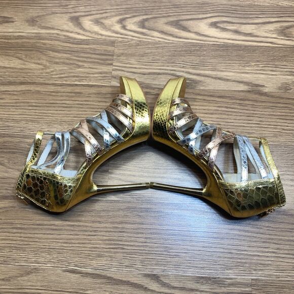 Michael Kors Maddie Dress Platform High Heels Sandals Rose Gold Multi Size 6.5M - Picture 2 of 11